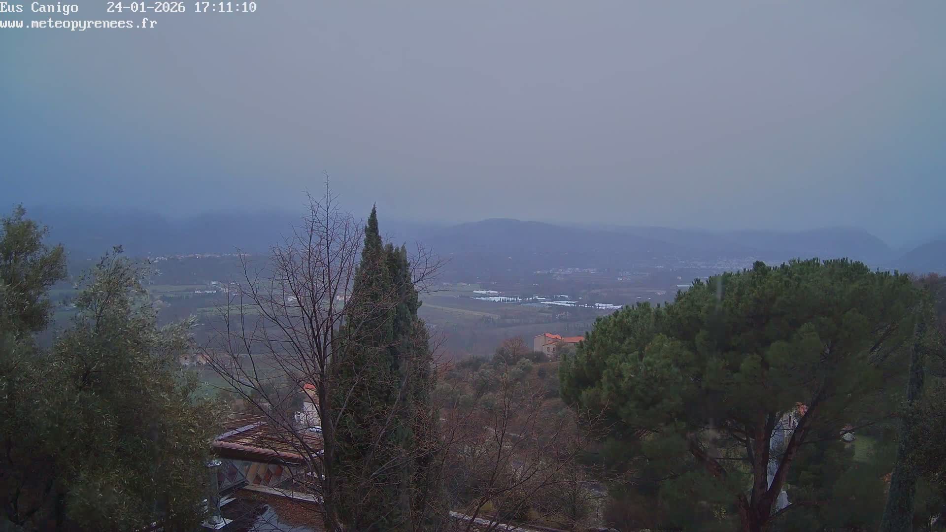 Eus Village & Prades City Skyline & Canigo Mountain View Live Cam - Prades, Pyrenees-Orientales, Occitanie, France