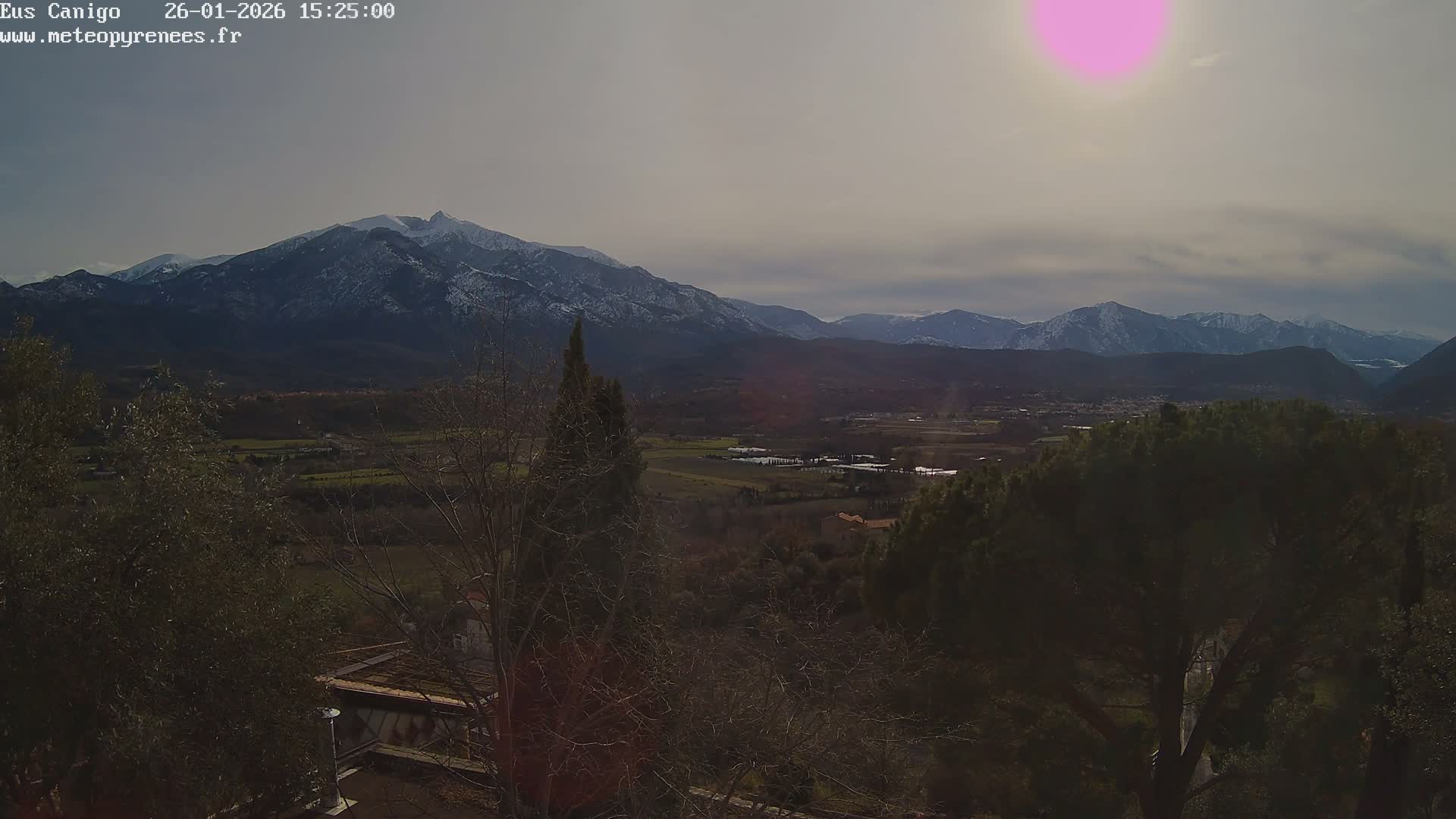 Eus Village & Prades City Skyline & Canigo Mountain View Live Cam - Prades, Pyrenees-Orientales, Occitanie, France