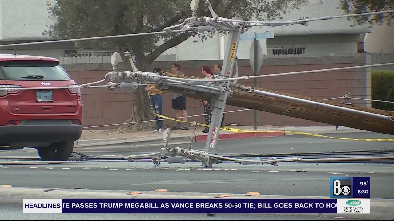Las Vegas Valley Hit by High Winds: 33K+ Customers Without Power, Multiple Power Poles Down