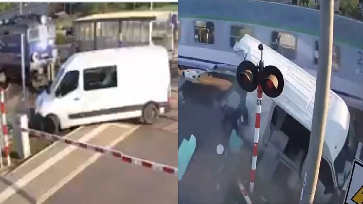 Van Crushed by Train in Poland: Driver Miraculously Survives, Viral Video Shocks Viewers