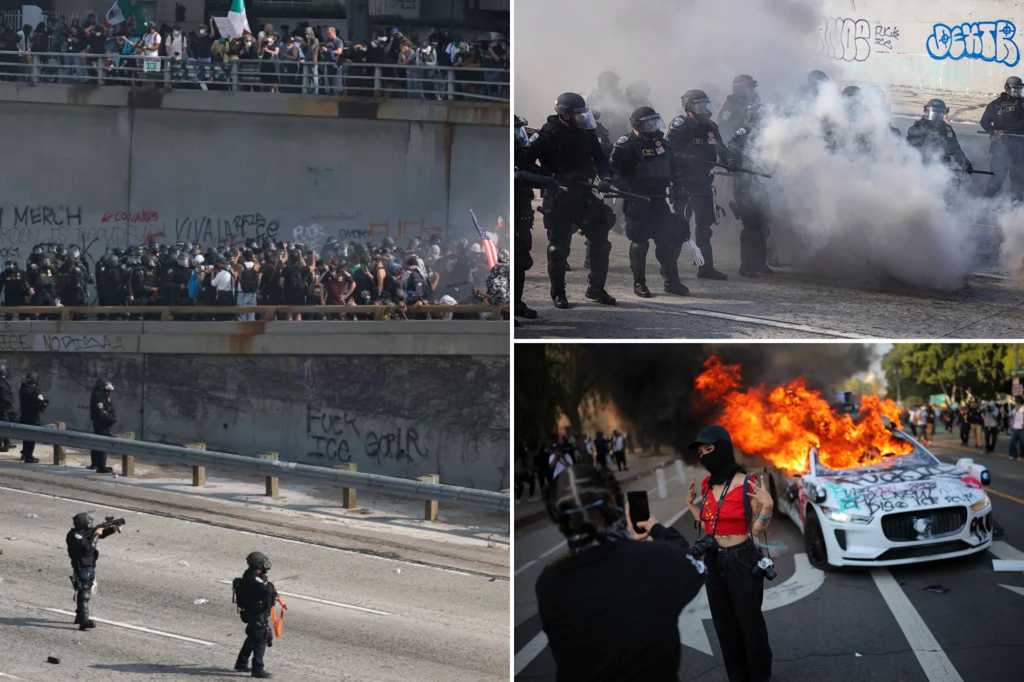 Los Angeles Anti-Immigration Protests: Cars Burned, Tear Gas Deployed