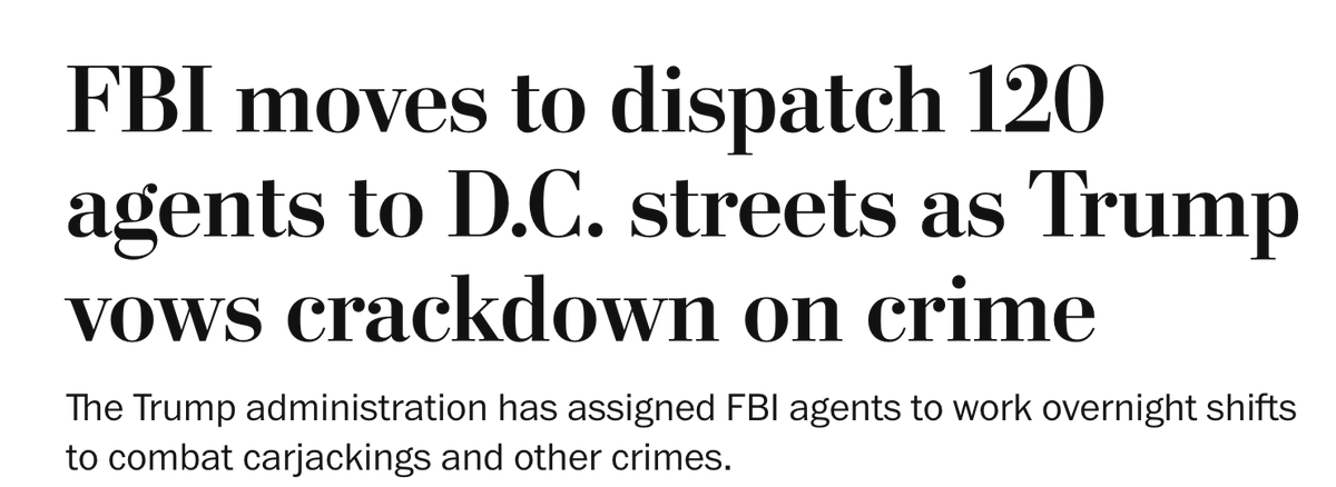 FBI Deploys 120 Agents to D.C. Amid Trump's Crime Crackdown