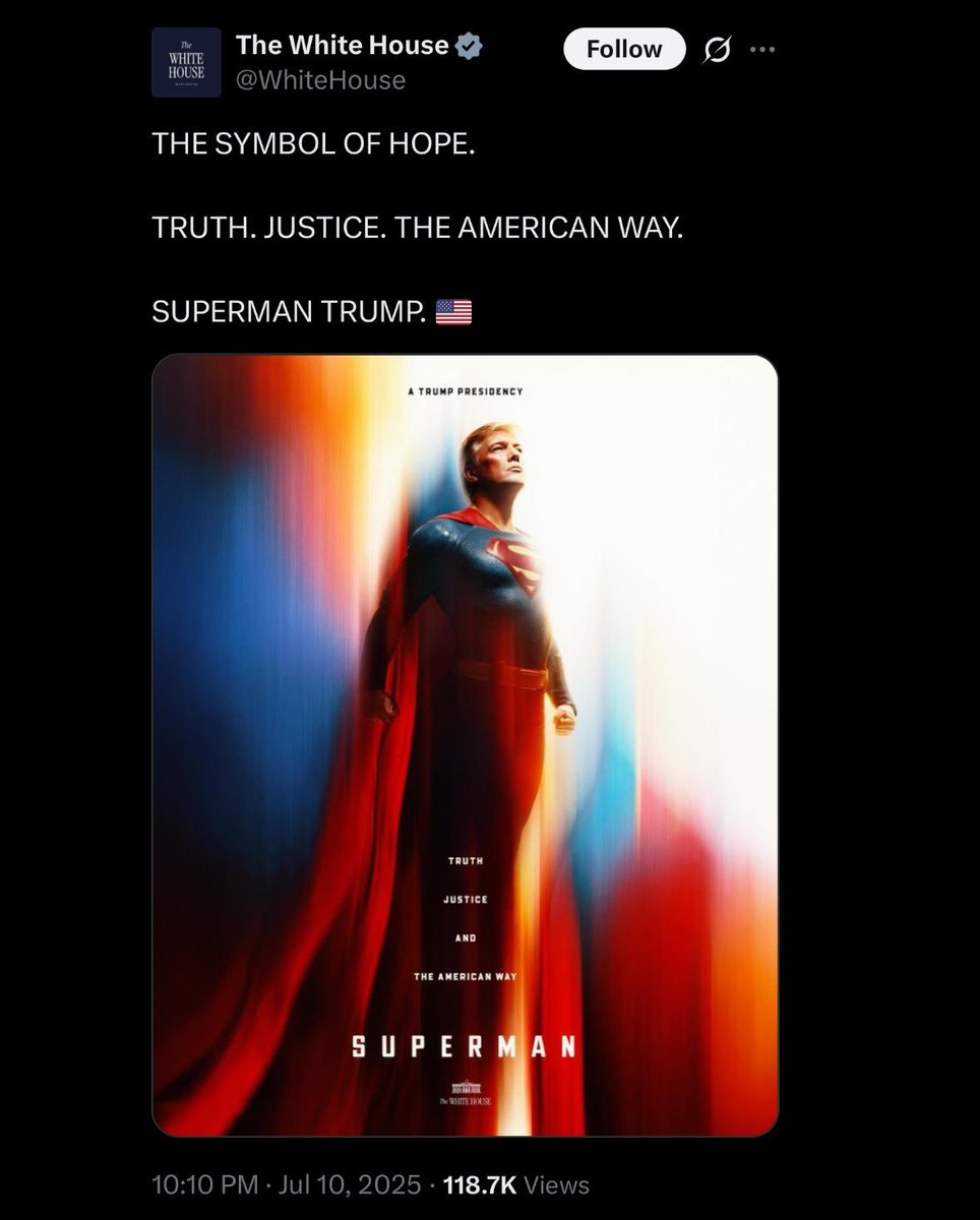 White House 'Superman Trump' Post Sparks Controversy After Film Release