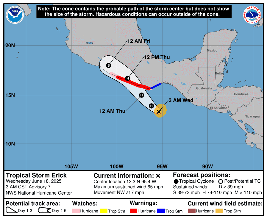 Tropical Storm Erick: Path Tracker and Hurricane Forecast