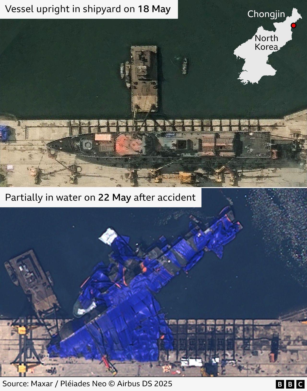 Satellite Images Reveal Damage to North Korean Warship