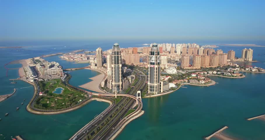 A video taken from the Pearl, an artificial island near Doha appears to show missile interceptions...