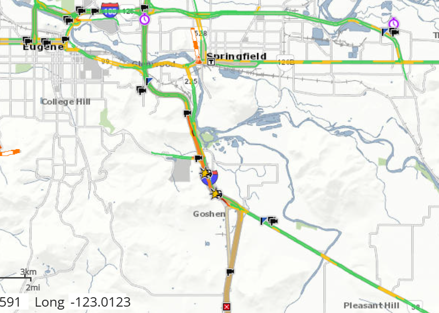 I-5 Shutdown South of Goshen Due to Car Crash: Traffic Alert