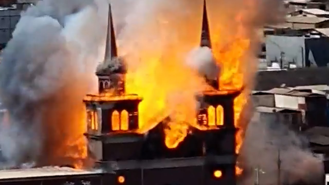 Fire Engulfs Local Catholic Church: Smoke and Flames Erupt