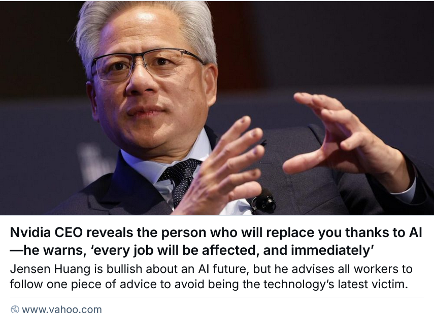 Nvidia CEO Jensen Huang: AI Will Affect Every Job Immediately
