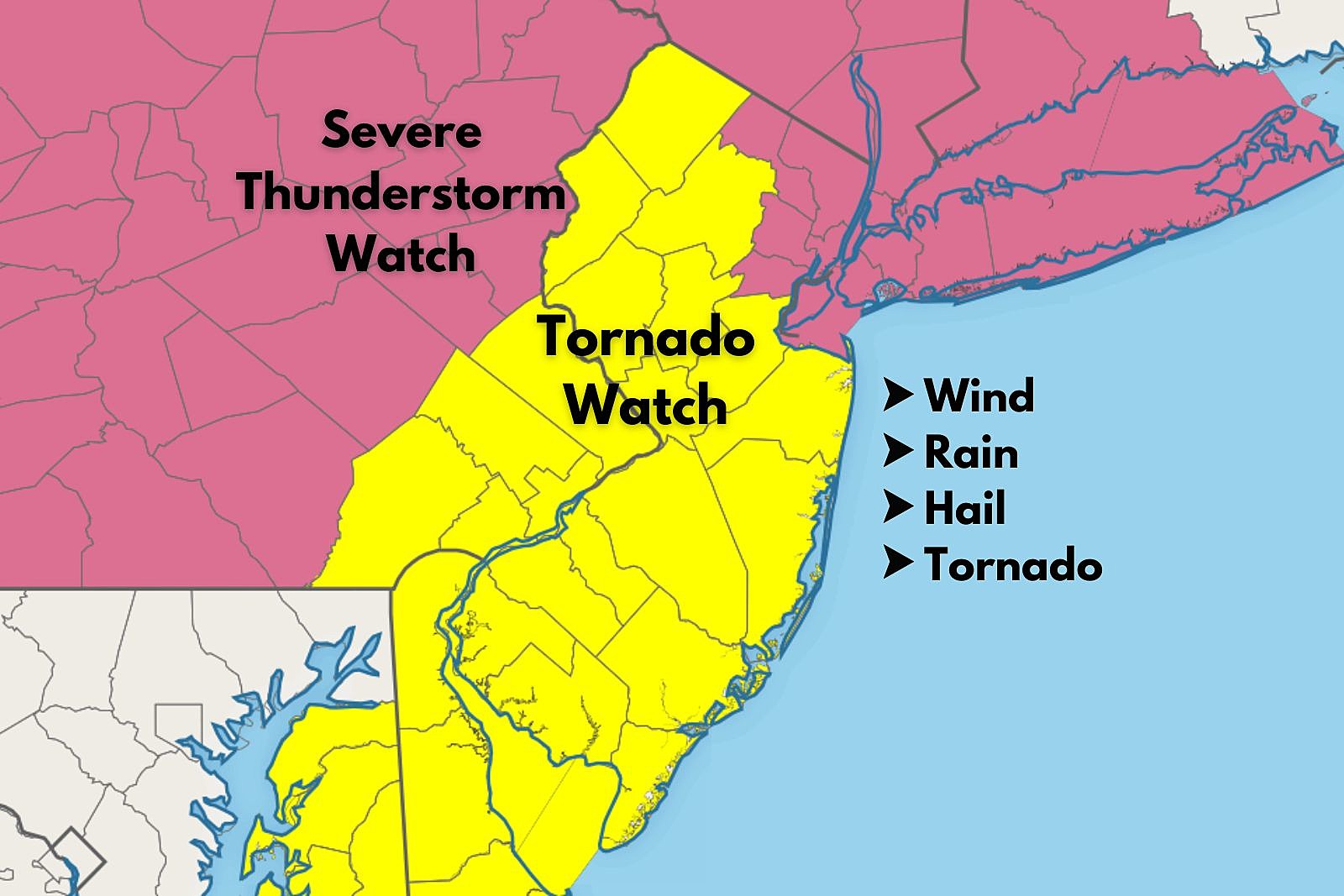 Tornado Watch Issued for South Jersey on May 30th