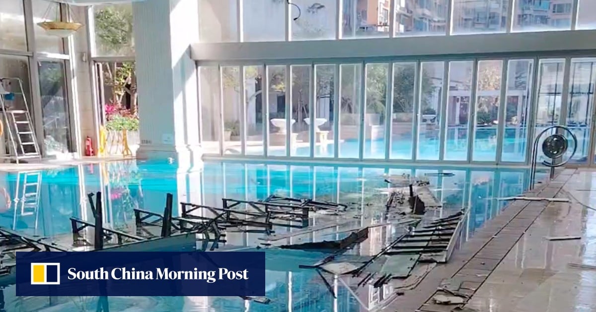 Large Ceiling Collapse in Hong Kong Estate Pool