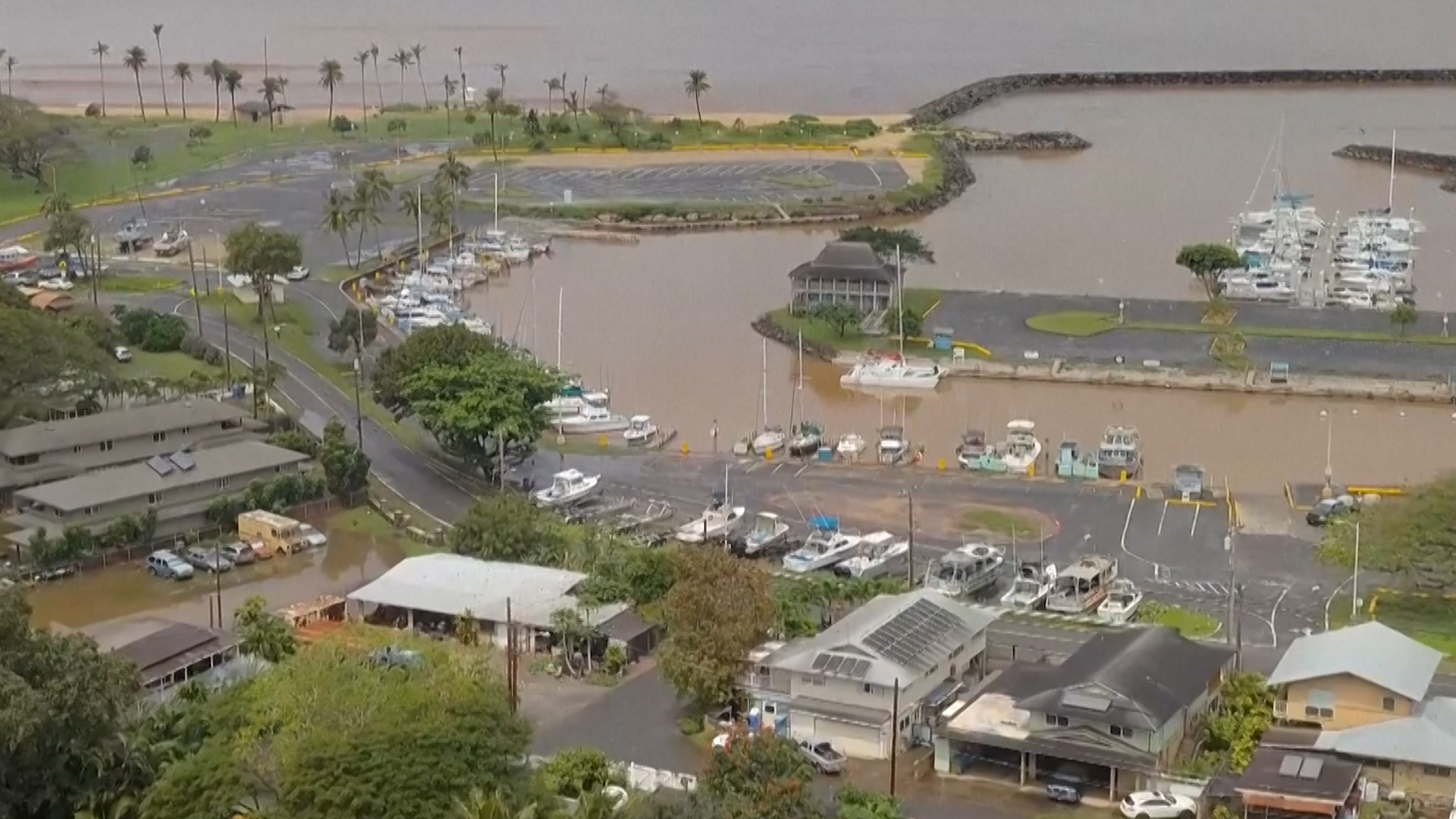 Drone footage captures Hawaii flooding